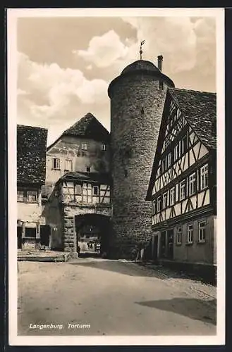 AK Langenburg, Torturm und Fachwerkhaus