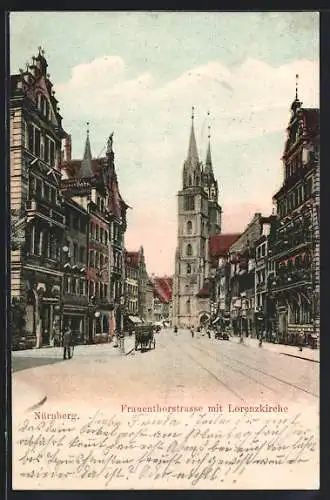 AK Nürnberg, Frauenthorstrasse mit Lorenzkirche