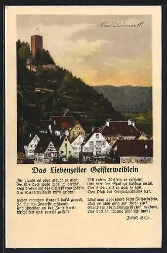 AK Bad Liebenzell, Ortsansicht, Gedicht Das Liebenzeller Geisterweiblein