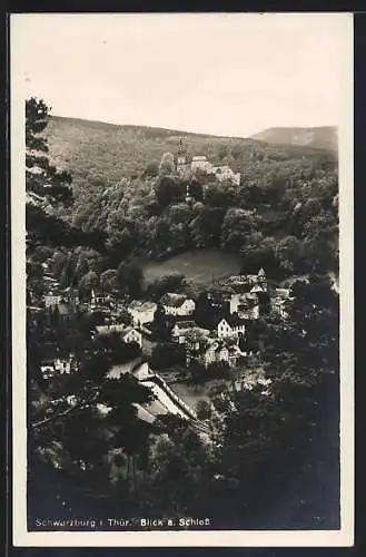 AK Schwarzburg /Th., Ortsansicht mit Schloss aus der Vogelschau