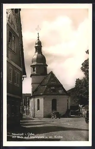 AK Neustadt /Odenwald, Kirche und Marktplatz