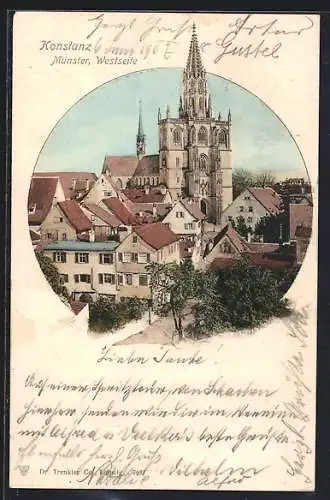 AK Konstanz, Münster, Westseite, Blick über die Dächer