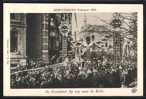 AK Den Haag, Hochzeit Königin Wilhelmina 1901, Auf dem Weg in die Kirche