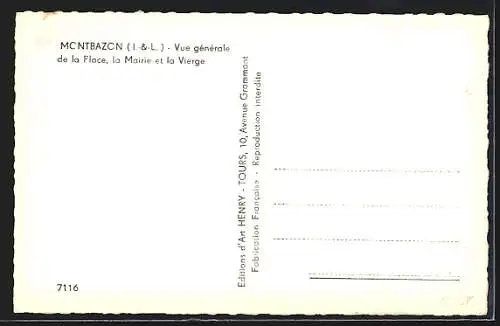 AK Montbazon /I.-et-L., Vue generale de la Place, la Mairie et la Vierge, Hotel de L`Image