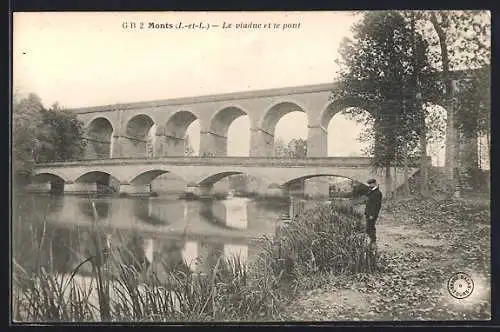 AK Monts /I.-et-L., Le viaduc et le pont