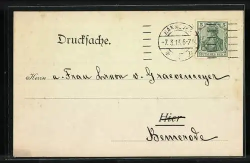 AK Hannover, Vogelschutz-Verein, Einladung zur Versammlung, 1913, Schwalben