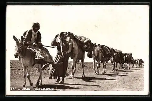 AK Libanon, Une caravane, a Caravan, Kamelkarawane