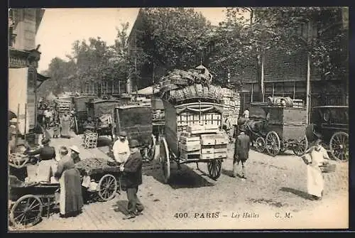 AK Paris, Les Halles, Marktszene