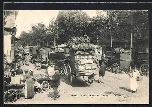 AK Paris, Les Halles, Marktszene