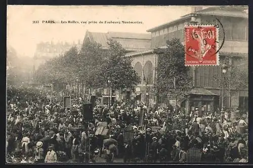 AK Paris, Les Halles, vue prise du Faubourg Montmartre