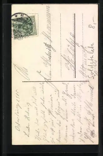 AK Soldat mit Liebchen am Brunnen