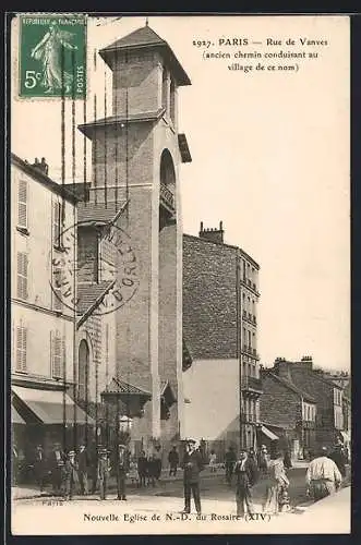 AK Paris, Rue de Vanves, Nouvelle Eglise du Rosaire