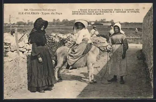 AK Ile d`Oleron, Types du Pays, Bauerinnen mit Maultier