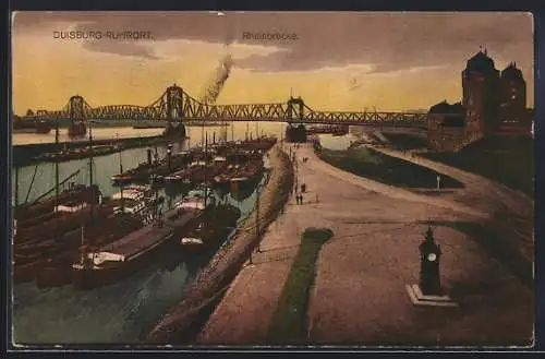 AK Duisburg-Ruhrport, Rhinbrücke aus der Vogelschau