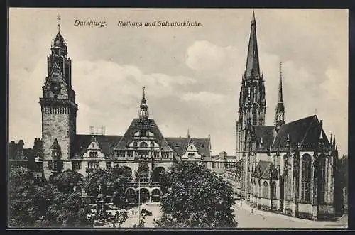 AK Duisburg, Rathaus und Salvatorkirche