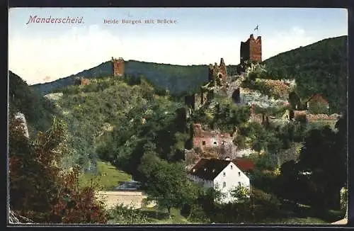 AK Manderscheid, Beide Burgen mit Brücke