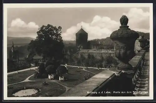 AK Weilburg a. d. Lahn, Partie aus dem Schlossgarten