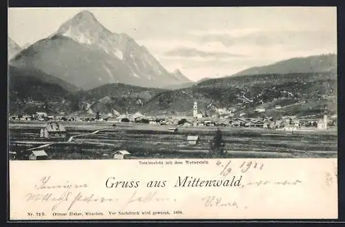 AK Mittenwald, Totalansicht mit dem Wetterstein