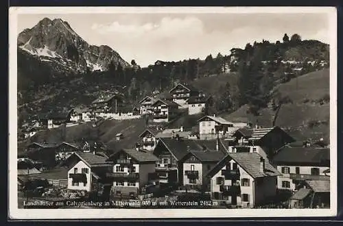 AK Mittenwald, Landhäuser am Calvarienberg mit Wetterstein