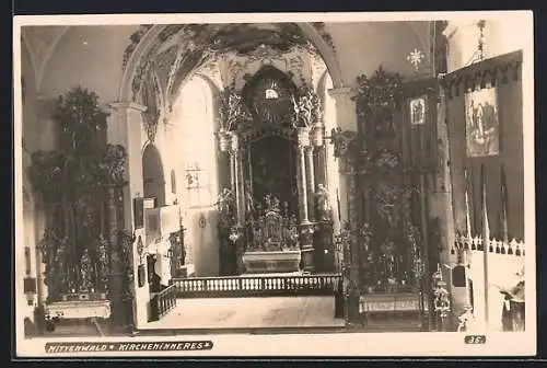 AK Mittenwald, Kircheninneres mit Altar