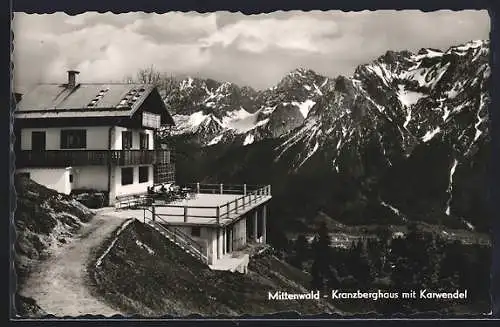 AK Mittenwald, Kranzberghaus mit Karwendel