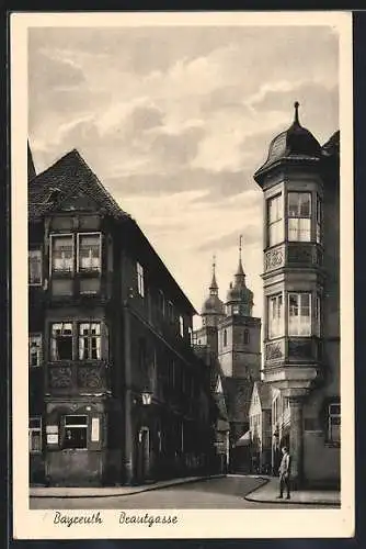 AK Bayreuth, Strasse Brautgasse mit Passanten