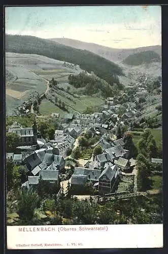 AK Mellenbach /Oberes Schwarzatal, Totalansicht von einen Berg aus