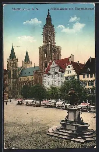 AK Heilbronn a. N., Kilianskirche mit Mayerdenkmal