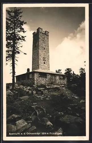 AK Ochsenkopf /Fichtelgebirge, Asenturm auf dem Ochsenkopf