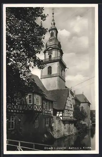 AK Erbach im Odenwald, Rathaus und Kirche