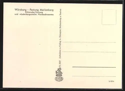 AK Würzburg, Festung Marienberg, Echtersche Vorburg und wiederhergestellte Pferdeschwemme