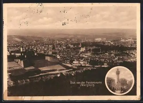 AK Würzburg, Blick von der Frankenwarte