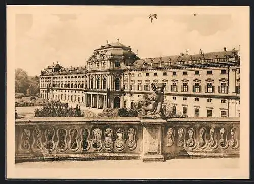 AK Würzburg, Hofgarten-Blick von der Terrasse gegen die Residenz