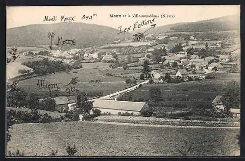 AK Moux /Nièvre, Panorama et la Ville-sous-Moux