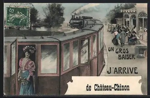 AK Château-Chinon, Bahnhof mit Eisenbahn