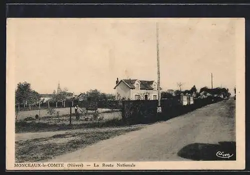 AK Monceaux-le-Comte, La Route Nationale