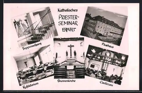 AK Erfurt, Katholisches Priesterseminar-Piushaus, Coelicum, Brunnenkirche, Refektorium, Treppenaufgang