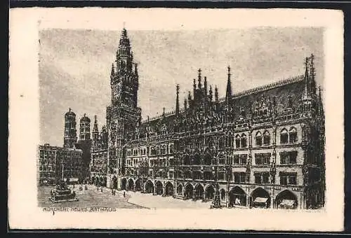 Künstler-AK München-Au, Neues Rathaus