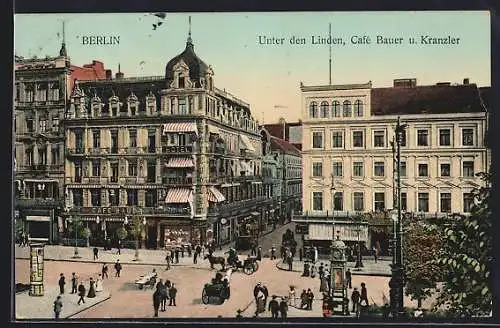 AK Berlin, Unter den Linden, Café Bauer u. Kranzler