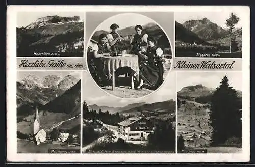 AK Oberstdorf, Grenzgasthof Walserschanz, Hoher Ifen, Riezlern, Hirschegg, Mittelberg