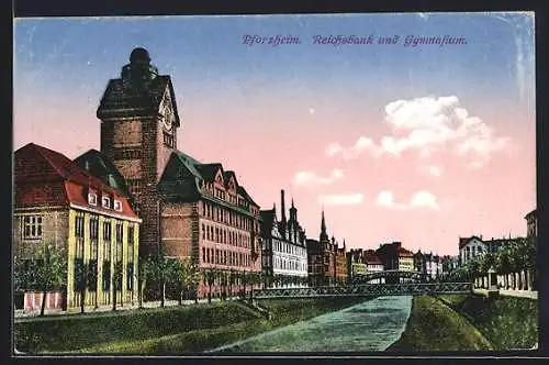 AK Pforzheim, Reichsbank und Gymnasium