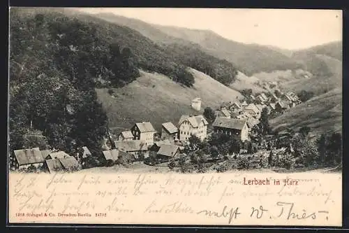 AK Lerbach im Harz, Gesamtansicht von einen Berg aus