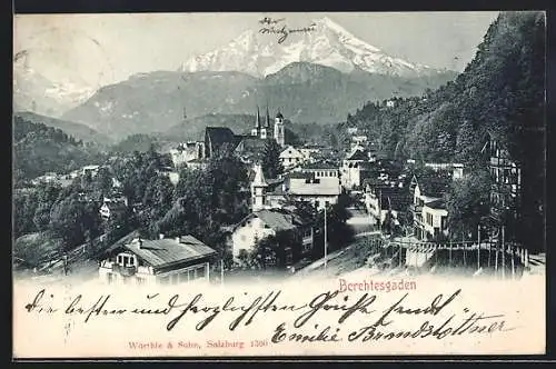 AK Berchtesgaden, Ortsansicht mit Watzmann