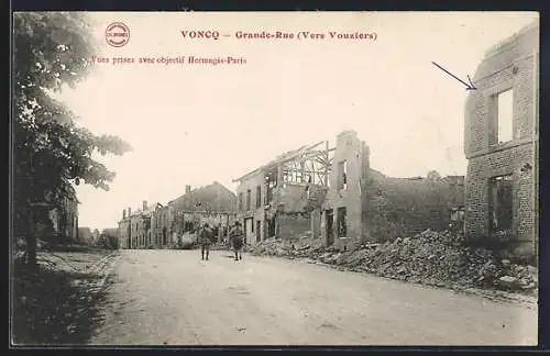 AK Vonco, Grande-Rue (Vers Vouziers)