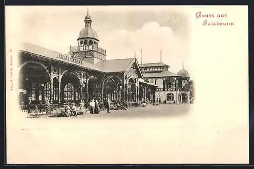 AK Bad Salzbrunn, Elisenhalle, Wandelhalle mit anschliessendem Gesundbrunnen