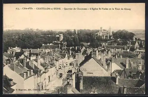 AK Châtillon-sur-Seine, Quartier de Chaumont, L`Eglise St-Vorles et la Tour de Gissey