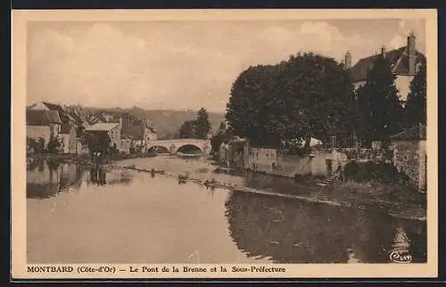 AK Montbard /Côte-d`Or, Le Pont de la Brenne et la Sous-Préfecture