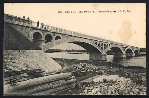 AK Les Maillys, Pont sur la Saone