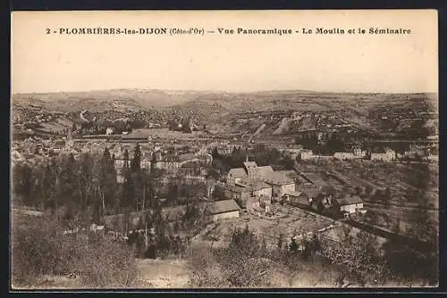 AK Plombieres-les-Dijon, Vue panoramiqe, le Moulin et le Seminaire