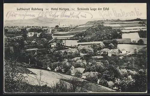 AK Ruhrberg / Eifel, Ortsansicht aus der Vogelschau